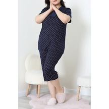 Modi Model Büyük Beden Kapri Pijama Takımı Lacivert - 774.1287. Açık Lacivert