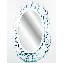 Antik 103 Cm Oymalı Desenli İşlemeli Rustik Beyaz Çerçeveli Askılı Boy Banyo Lavabo Antre Duvar Aynası Diğer