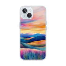 İphone 15 Uyumlu Renkli Pastel Günbatımı Baskılı Silikon Kılıf