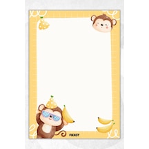 A5 Maymun Bloknot Çizgisiz Defter - 50 Yaprak - Memopad - Notepad - Not Defteri - Not Kağıdı Sarı Sarı