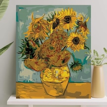 Palmiye Hobi Sanat Sayılarla Boyama Tuval Seti Fırça Boya Dahil Çıtalı 40x50 Cm - Ayçiçekleri