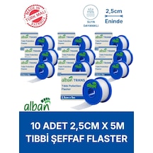 Pe 2,5cm X 5m, 10 Kutulu Set, Şeffaf Perforeli Flaster. Hipoalerjenik, Nefes Alabilen, Cilde Dost, Suya Dayanıklı