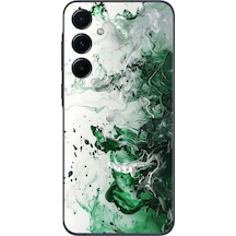 Samsung Galaxy A55 Uyumlu Yeşil Beyaz Dalgalar Baskılı Silikon Kılıf Renkli