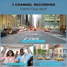 Moly Dash Cam 3 Kamera 1080p Ön-arka-iç 4in Dikiz Aynası Araba Video Kaydedici Gece Görüş Otomatik G Kamera Kaydedici