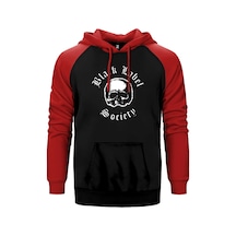 Black Label Society Kırmızı Renk Reglan Kol Kapşonlu Sweatshirt Kırmızı