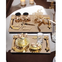 Harmony Gold Söz Nişan Tepsisi Ve Damat Kahve Fincan Tepsisi Gold Gold