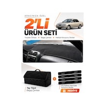 E-biz Mazda 626 1997-2002 Uyumlu Torpido Örtüsü + Tay Tüyü Bagaj Çantası Seti - Siyah - Ma011
