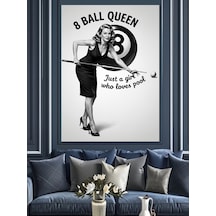 Ahşap Tablo Sekiz Top Kraliçesi Bilardo Hayvan Tabloları