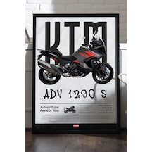 Ktm Adv 1290 S Siyah Ahşap Çerçeveli Poster, Dekoratif Motosiklet Duvar Tablosu