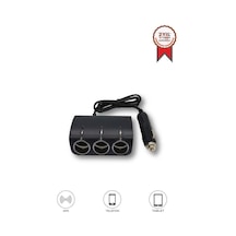 Üçlü Led Soketli Araç Şarj Cihazı 120w - Torıma G24 Siyah