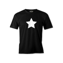 Beyaz Yıldız Siyah Erkek Tshirt