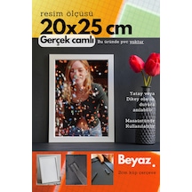 Beyaz-20mm Çerçeve Camlı 20x25 Cm Fotoğraf Resim Çerçevesi Ayaklı Veya Duvara Asma Yatay-dikey 91826724
