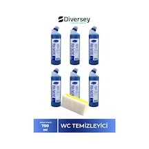 Diversey Tuvalet Temizleyici Taskı R6 Wc 750ml 6 Adet + Hassas Temizlik Süngeri 1 Adet 160gr