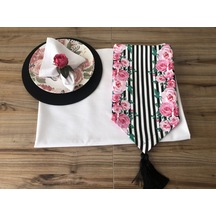 Sofra Sunum Tam Set Pembe Çiçek Desenli Çok Renkli