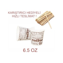 6.5 Oz Kağıt Karton Bardak 1.000 Adet + Tahta Karıştırıcı