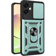 Samsung Galaxy A06 Kılıf Pars Lens Yüzüklü Silikon - Yeşil Düz Renkli