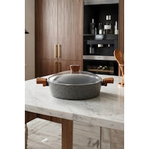 Vogue 28 Cm Granit Pilav Karnıyarık Tenceresi - İndüksiyon Tabanlı - Güveç Ve Pilav Yemekleri İçin Gri