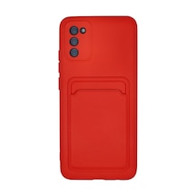 Samsung Uyumlu Galaxy A02s Kılıf Kelvin Kartvizitli Silikon - Kırmızı