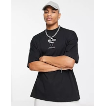 Flood Of Style Erkek Siyah Belair Baskılı Oversize Tshirt