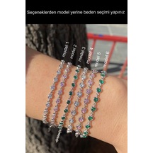 Gümüş Kalpli Ve Yuvarlak Taşlı Bileklik Cm23e38 Diğer