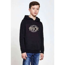 Tshirthane Good Old Rock Never Dies Rockn Baskılı Unisex Çocuk Sweatshirt Siyah