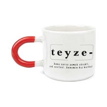 Teyze Baskılı Kırmızı Kulplu U Kupa
