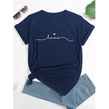 Uyguntarz Unisex Love Baskılı Tasarım Tshirt Lacivert