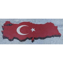 Mozaık Türk Bayrağı Mermer Tablosu