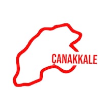 Çanakkale Harita Araba Sticker 17x17 Cm Kırmızı