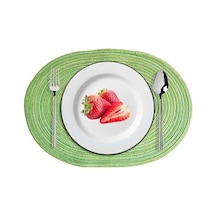 Yeşil Dokuma Pamuk İplik Servis Altlıkları Elips Tasarım Minimalist Isıya Dayanıklı Aşınmaya Dayanıklı Masa Koruyucular Yemek Paspasları Yeşil