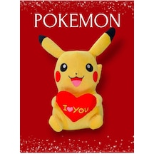 Pokemon Pikachu Peluş Oyuncak 40cm Kalp Tutan Hediyelik Sevgiliye Çocuğa Pikachu Büyük Boy