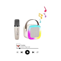 Bluetooth Hoparlör Parti Hoparlörü Karaoke Mikrofon li Işıklı Ses Bombası Usb Sd Girişli