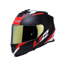 Ls2 Storm 2 Nerve Kırmızı Kapalı Motosiklet Kaskı Gold Camlı Siyah - Beyaz