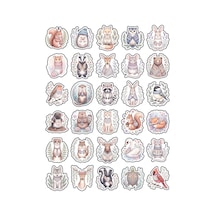 30 Adet Pastel Suluboya Kış Hayvanları Sticker Seti - Laptop Defter Ajanda İçin Çok Renkli