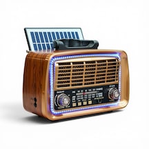 Rt-610 Nostaljik Güneş Panelli Radyo,ledli Trend Tasarım Bluetooth Nostalji Radyo