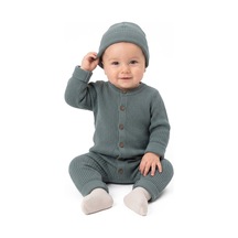 Bebegen Erkek Bebek Yeşil Düğmeli Bereli Triko Tulum Çok Renkli