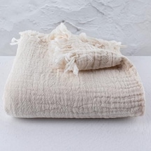 Püskül Lüks Müslin Plaj Havlusu Peştemal, 100% Pamuk Yumuşak Eci İnce Hafif Kompakt 2-katlı Müslin Dokuma Plaj Havlusu, Dektif Banyo Peştemali Natural, 90x180 Cm Peştemal Açık Bej