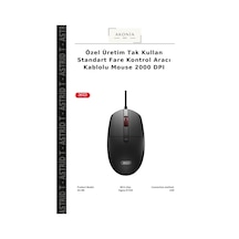 Özel Üretim Tak Kullan Standart Fare Kontrol Aracı Kablolu Mouse 2000 Dpı M8