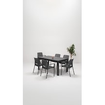 Rattan Lüx 90x150 Bahçe&balkon&teras Masa Seti - Antrasit Diğer