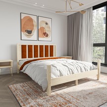 Orion Model Kiremit Renk Puflu Başlıklı Vernikli Çam Ahşap Karyola-81 150 x 200 CM Orion Model Kiremit Renk Puflu Başlıklı Vernikli Çam Ahşap Karyola-81 150 x 200 CM