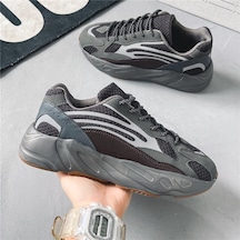 Sones Kaymaz Tabanlı Nefes Alabilen Spor Ayakkabı, Sneaker Sns002026 Siyah Gri