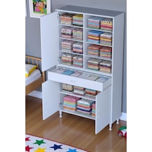 Eliusta Funci Beyaz Renk G:90 Cm Banyo Dolabı 3 Kapaklı 7 Raflı Dolap 90x173x32,5 Cm Boyutlarında Dolap Beyaz