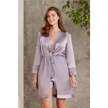Pierre Cardin 7035 Kadın Dantelli Saten 4'lü Set-royal