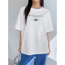 Flood Of Style Blooming Vitality Baskılı Beyaz Oversize Tişört