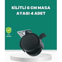 Zemin Korumalı Kilitli Ayak Tekerlek Seti 6 Cm Siyah