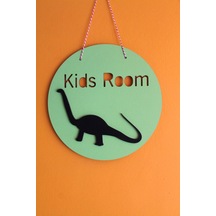 Dekoratif Kids Room Siyah Dinozorlu Yeşil Çocuk Odası Kapı & Duva