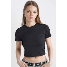 DeFacto Coool Fitted Ribana Basic Düz Kısa Kollu Tişört T9631AZ24SMBK81