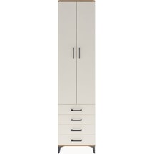 Arges Dolap 4 Raflı 4 Çekmeceli 2 Kapaklı 60x30x243 Çam-aytaşı Çam