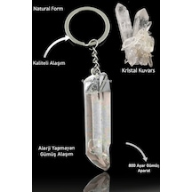 Sertifikalı Ham İşlenmemiş Kristal Kuvars Doğal Taş Anahtarlık -