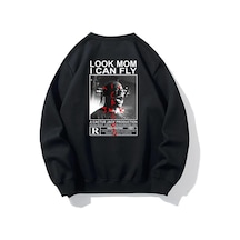 Brz Collection Unisex Oversize Look Mom I Can Fly Sweatshirt-siyah Siyah